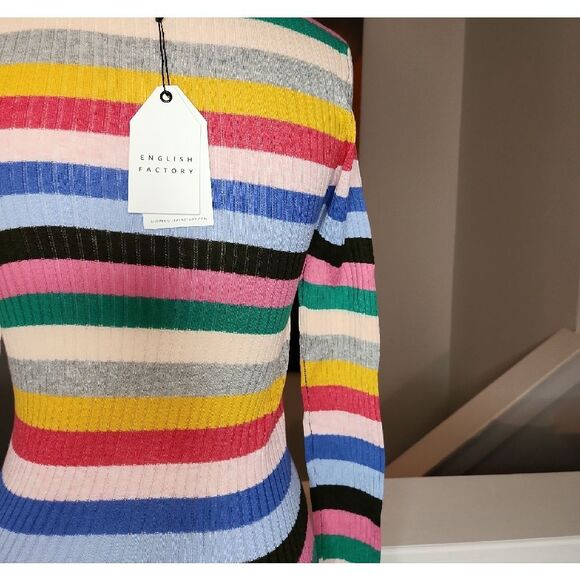 English Factory Multicolor Striped Sweater Size S NWT - Picture 4 of 5